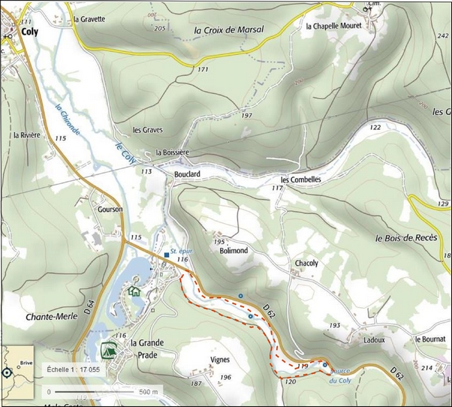 carte balade source du Coly