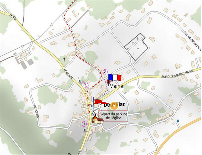 Départ du Bourg de Douzillac parking de l'église