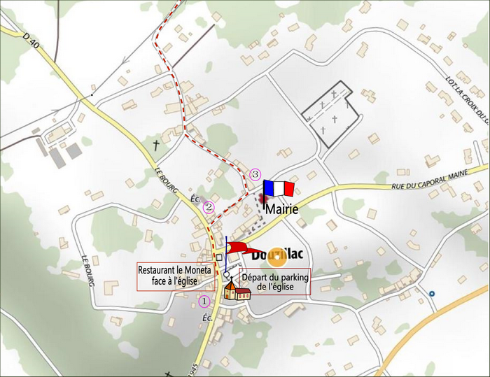 Départ du Bourg de Douzillac parking de l'église