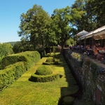 la terrasse du restaurant Château de Marqueyssac et sa vue panoramique