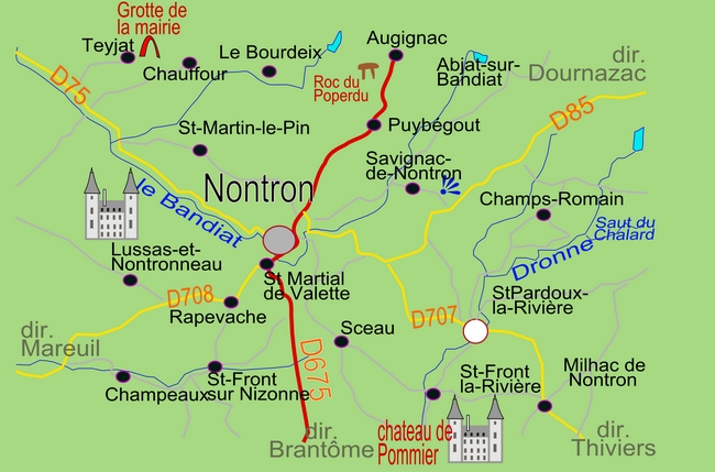 carte Périgord B5 Lussas-et-Nontronneau Nontron Saint-Front-la-Rivière Saint-Pardoux-la-Rivière Savignac-de-Nontron