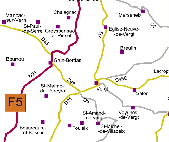 carte Périgord F5 Breuilh Église-Neuve-de-Vergt Fouleix Saint-Amand-de-Vergt Vergt