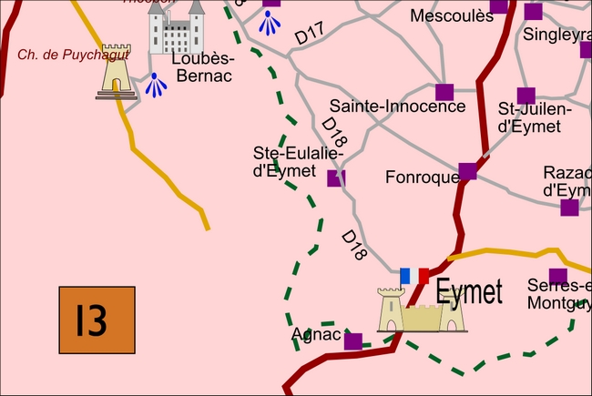 carte Périgord I3 Eymet Fonroque Sainte-Innocence Saint-Julien-d'Eymet